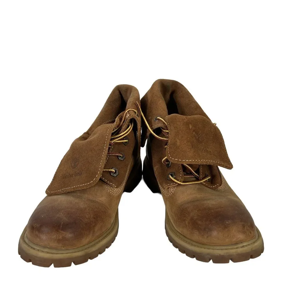 Timberland Women's Brown Leather Roll Top Lace Up Boots - 7.5 - Picture 6 of 8